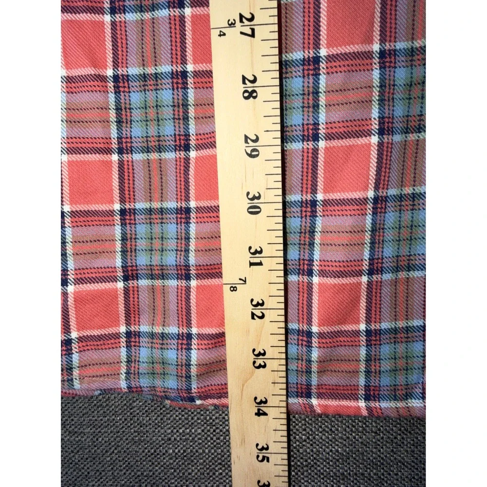 ROWM Mens 2XT Plaid Button Down Shirt Red Blue Cotton Long Sleeve Tall